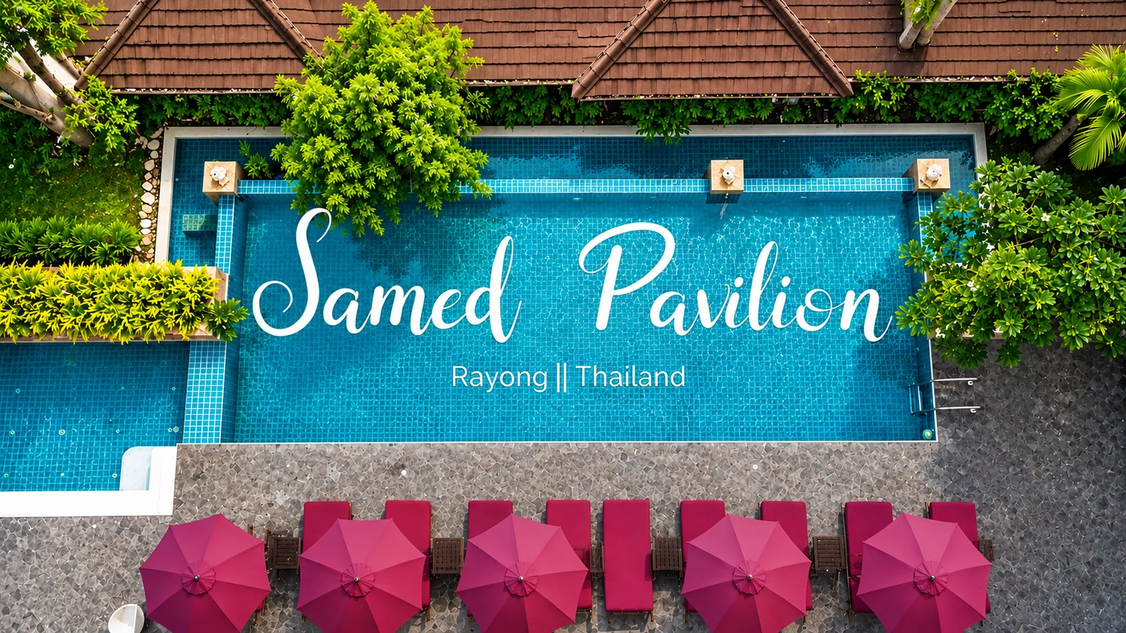 ป้ายต้อนรับและสระว่ายน้ำของ Samed Pavilion Resort